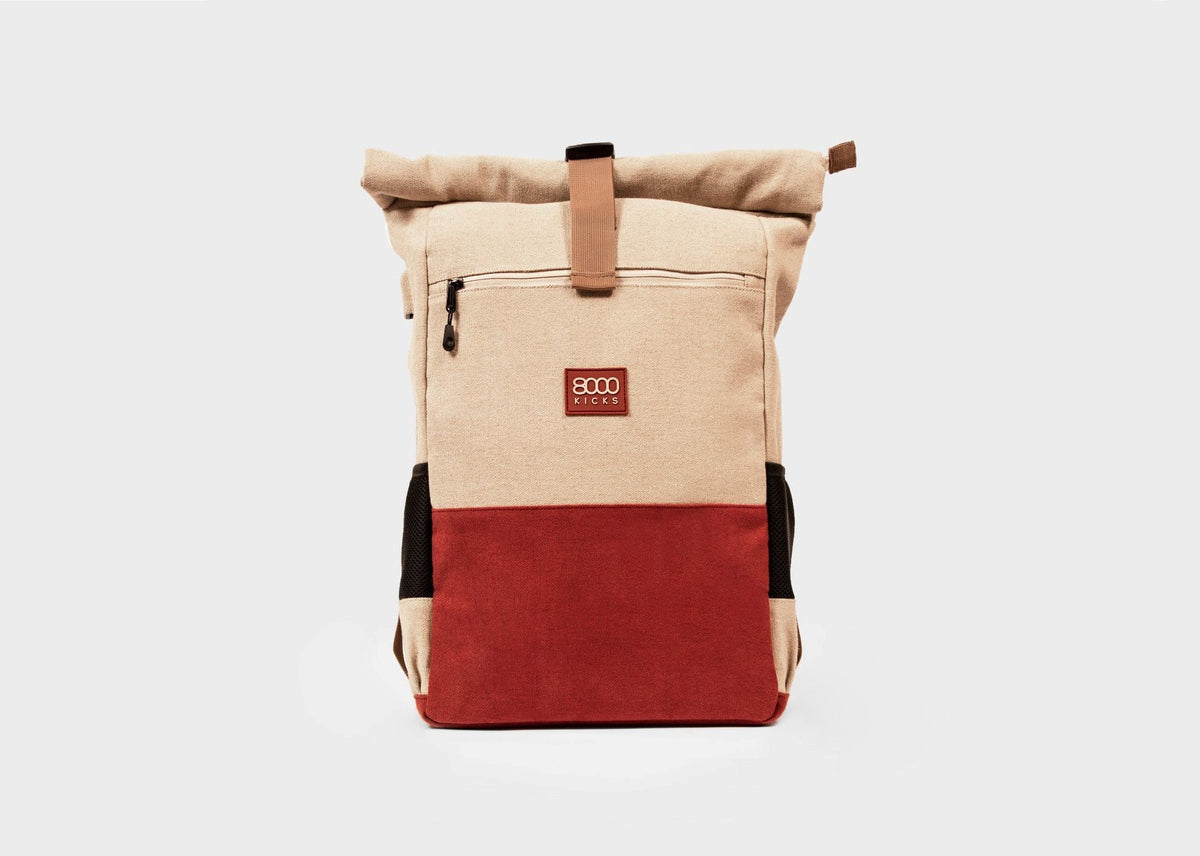 Everyday Backpack in Beige and Red