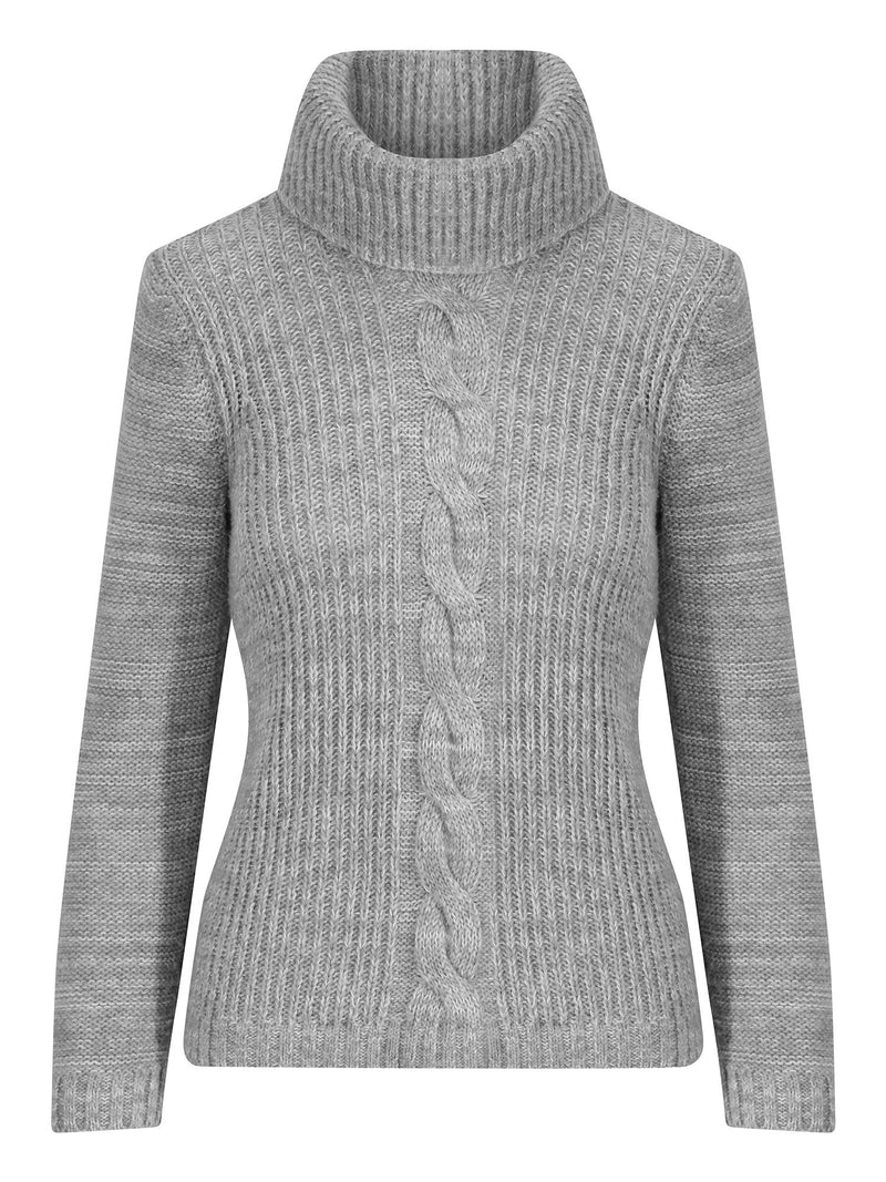 Cable Knit Roll Neck Vegan Wool Women