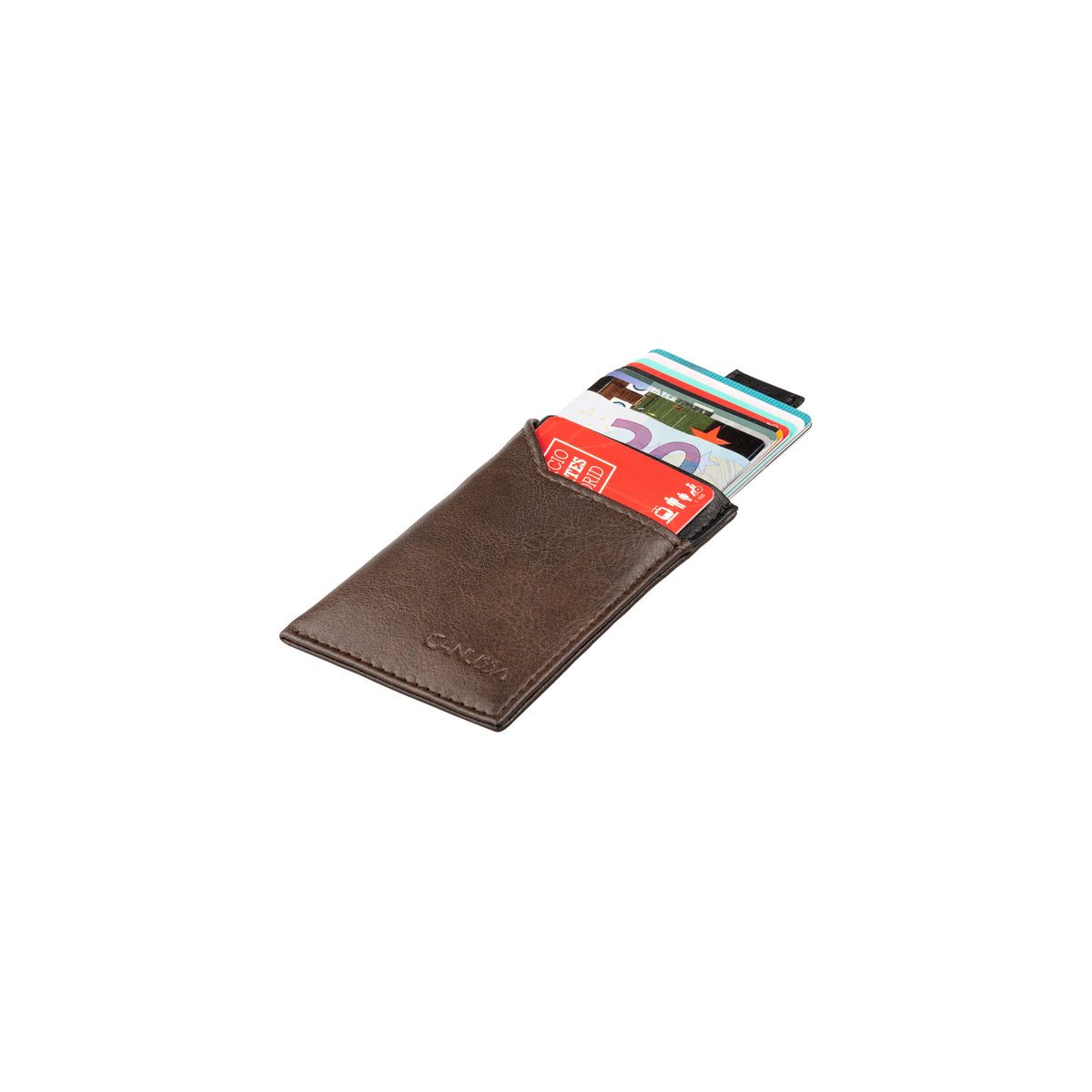 Slim vegan Card holder - Brown/Black