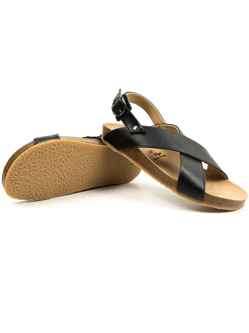 Huarache Footbed Sandals | Black | Tan