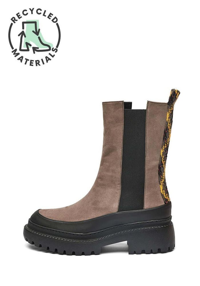 Midi Vegan Suede Boots Nita | Taupe, Mireia Playa,  Liv & Grace vegan