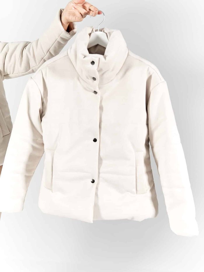 Vegan Suede Puffer Jacket | Off White, Liv&amp;Grace,  Liv & Grace vegan