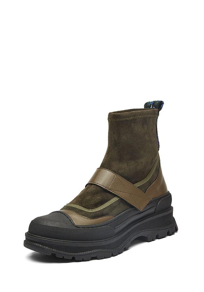 Velcro Vegan Suede Boots Nadia | Olive, Mireia Playa,  Liv & Grace vegan